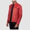 Ionic Red Leather Biker Jacket
