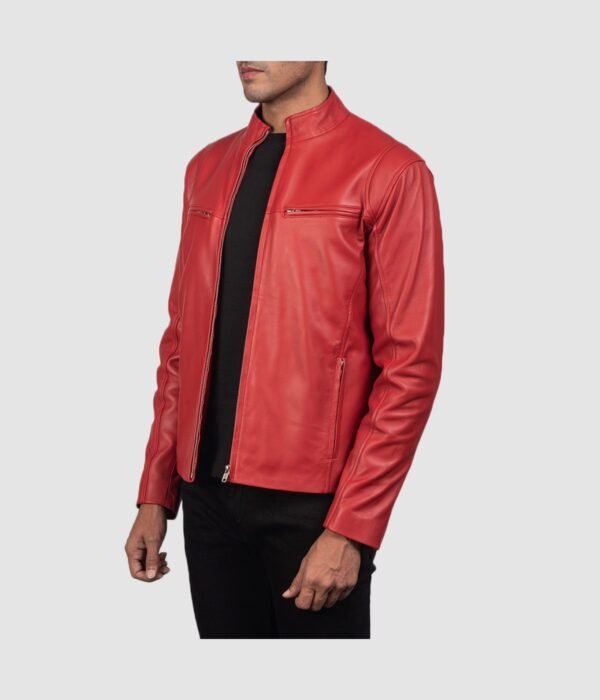 Ionic Red Leather Biker Jacket