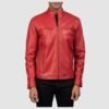Ionic Red Leather Biker Jacket