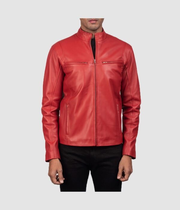 Ionic Red Leather Biker Jacket