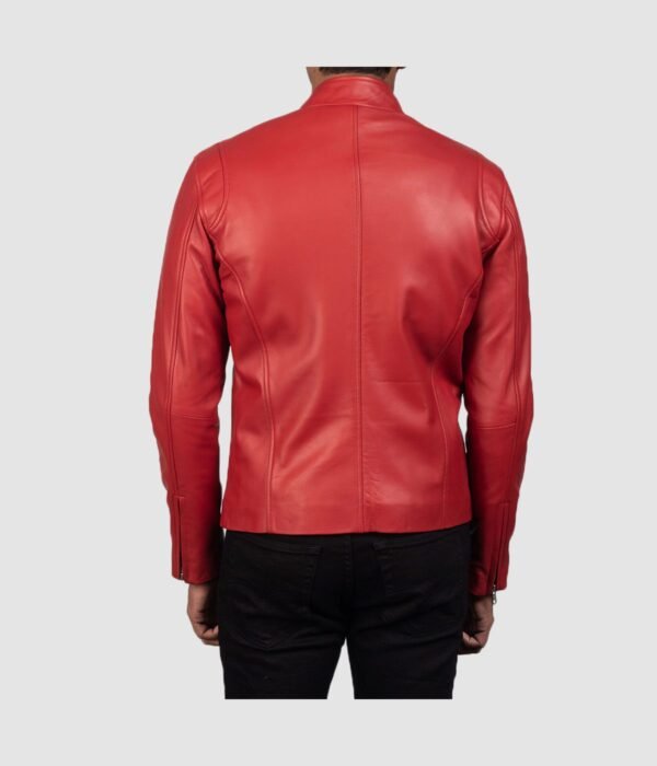 Ionic Red Leather Biker Jacket