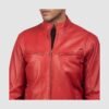 Ionic Red Leather Biker Jacket