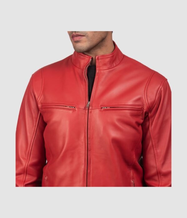 Ionic Red Leather Biker Jacket