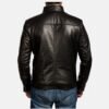 Black Leather Stripes Biker Jacket