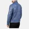 Blue Leather Biker Jacket
