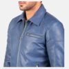 Blue Leather Biker Jacket