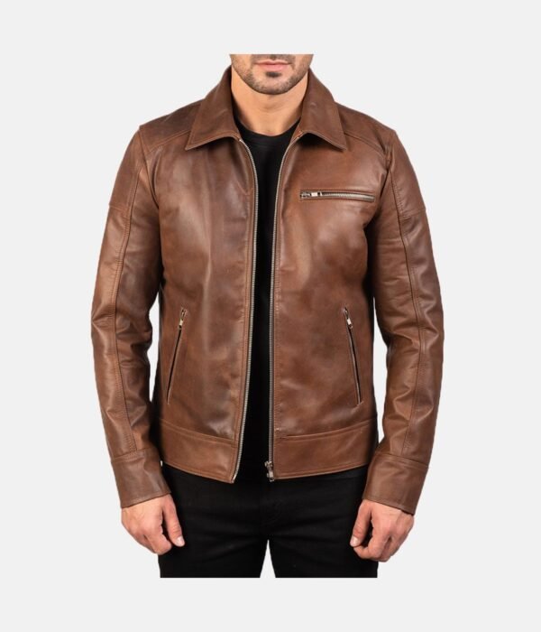 Brown Shirt Style Leather Jacket