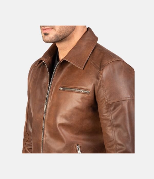 Brown Shirt Style Leather Jacket