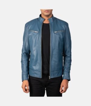 Mack Blue Leather Biker Jacket