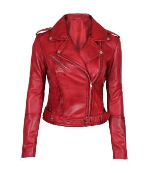 Margaret Red Ladies Leather Jacket