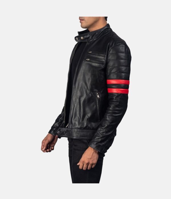 Black & Red Leather Biker Jacket