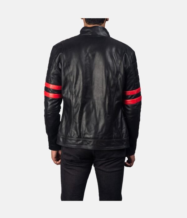 Black & Red Leather Biker Jacket