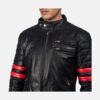 Black & Red Leather Biker Jacket