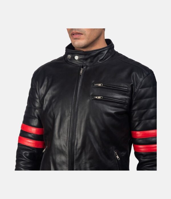 Black & Red Leather Biker Jacket