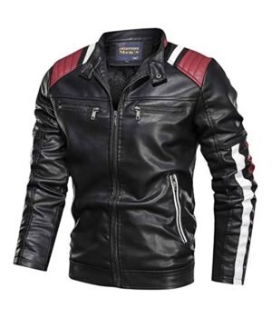 Winter Stand Collar Motorcycle Slim Style Leather Jacket