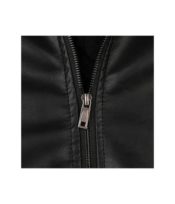 Winter Stand Collar Motorcycle Slim Style Leather Jacket zipper