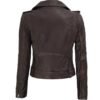 women Brown distressed leather jacket back