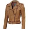 Nellie Women Leather Light Brown Biker Jacket