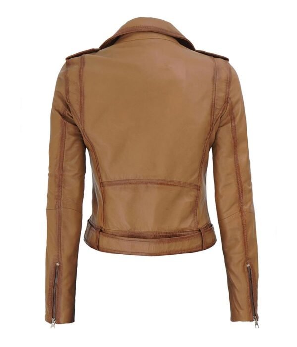 Nellie Women Leather Light Brown Biker Jacket