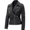 Womens Black Leather Jacket Ninfa