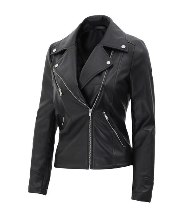 Womens Black Leather Jacket Ninfa