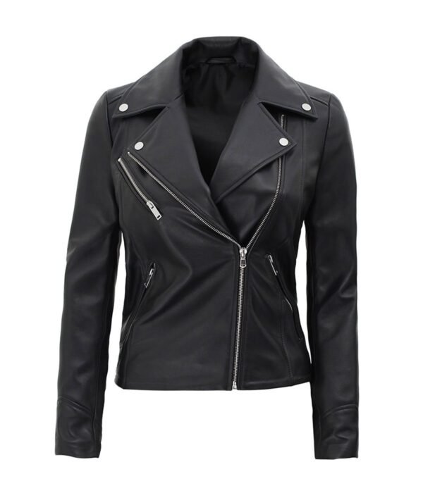 Womens Black Leather Jacket Ninfa