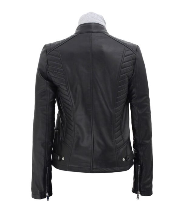 Rachel-Womens-Black-Slim-Fit-Leather-Jacket-4.jpg Womens Black Leather Jacket in Slim Fit Style