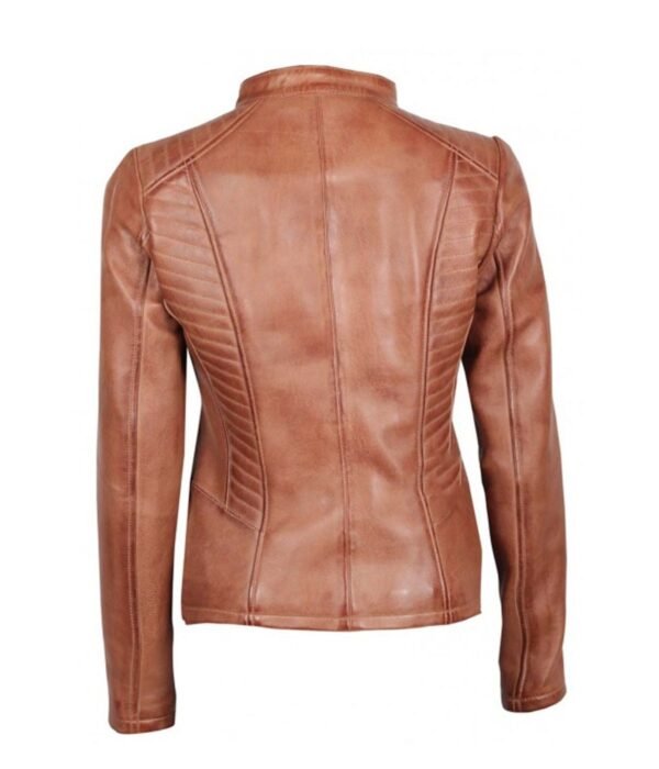 Rachel Womens Cognac Leather Jacket