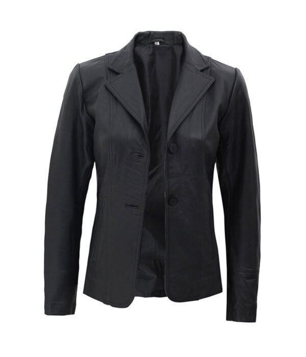 Surrey Black Leather Blazer Jacket Womens