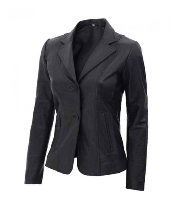 Surrey Black Leather Blazer Jacket Womens