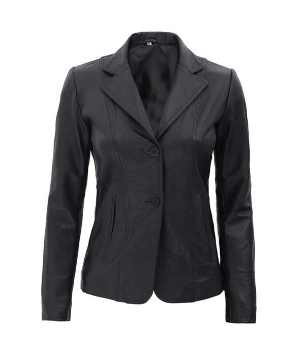 Surrey Black Leather Blazer Jacket Womens