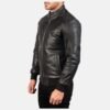 Black Biker Leather Bomber Jacket