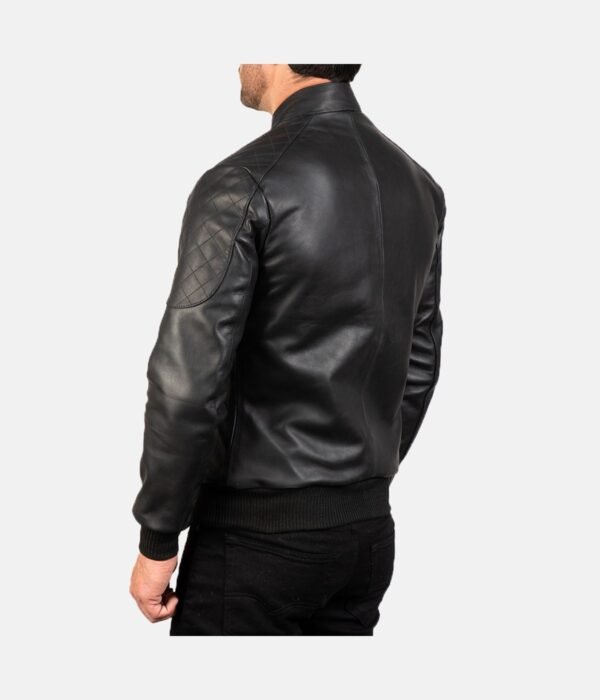 Black Biker Leather Bomber Jacket