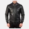 Black Biker Leather Bomber Jacket