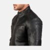 Black Biker Leather Bomber Jacket