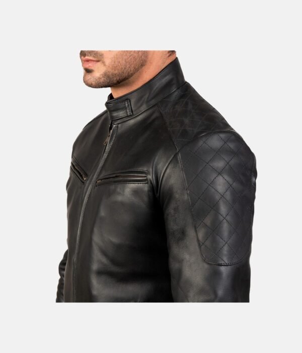 Black Biker Leather Bomber Jacket