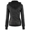 Black Women Hooded leather jacket03