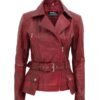 Victoria-Womens-Distressed-Leather-Jacket-Red.jpg Women's Distressed Leather Jacket Red pocket front