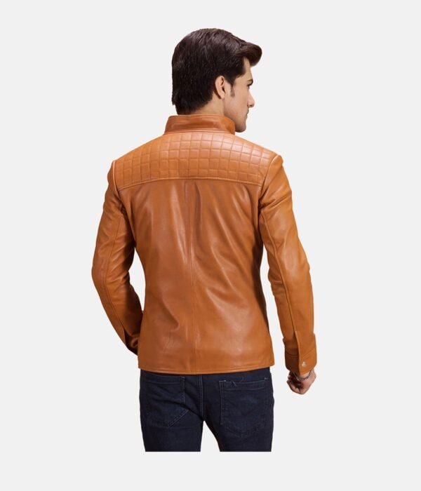 Tan Brown Leather Biker Jacket
