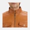 Tan Brown Leather Biker Jacket