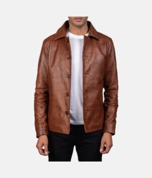 Waffle Brown Leather Jacket