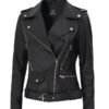 Asymmetrical Slim Fit Leather Jacket