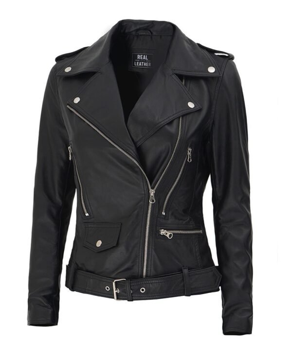 Asymmetrical Slim Fit Leather Jacket