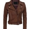 Asymmetrical Slim Fit Leather Jacket