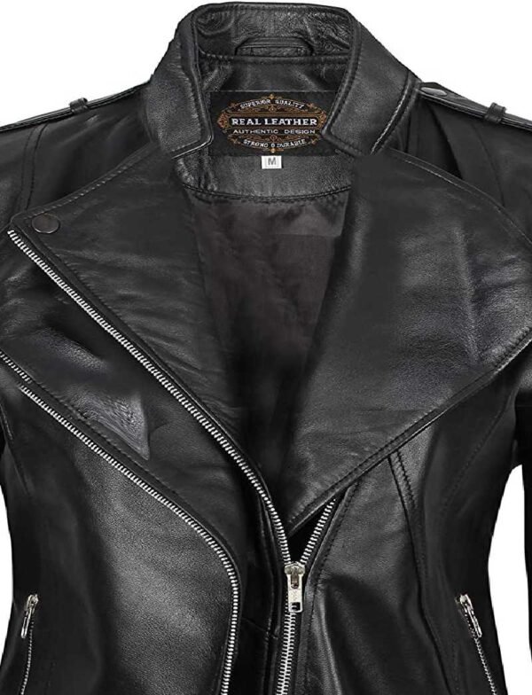 black_real_leather_jacket_womens.jpg Asymmetrical Biker Leather Jacket