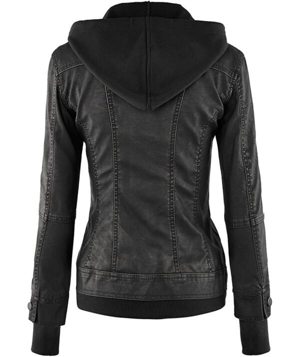 Black Hooded Leather Jacket