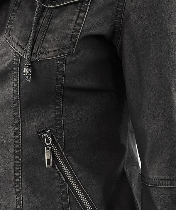 Black Hooded Leather Jacket