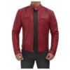 maroon_racer_jacket_mens_01.jpg Dodge Mens Maroon Leather Cafe Racer Jacket