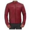 maroon_racer_jacket_mens_02.jpg Dodge Mens Maroon Leather Cafe Racer Jacket