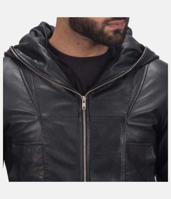 men-black-leather-jacket-4.jpg Mens Black Leather Jacket with Hood